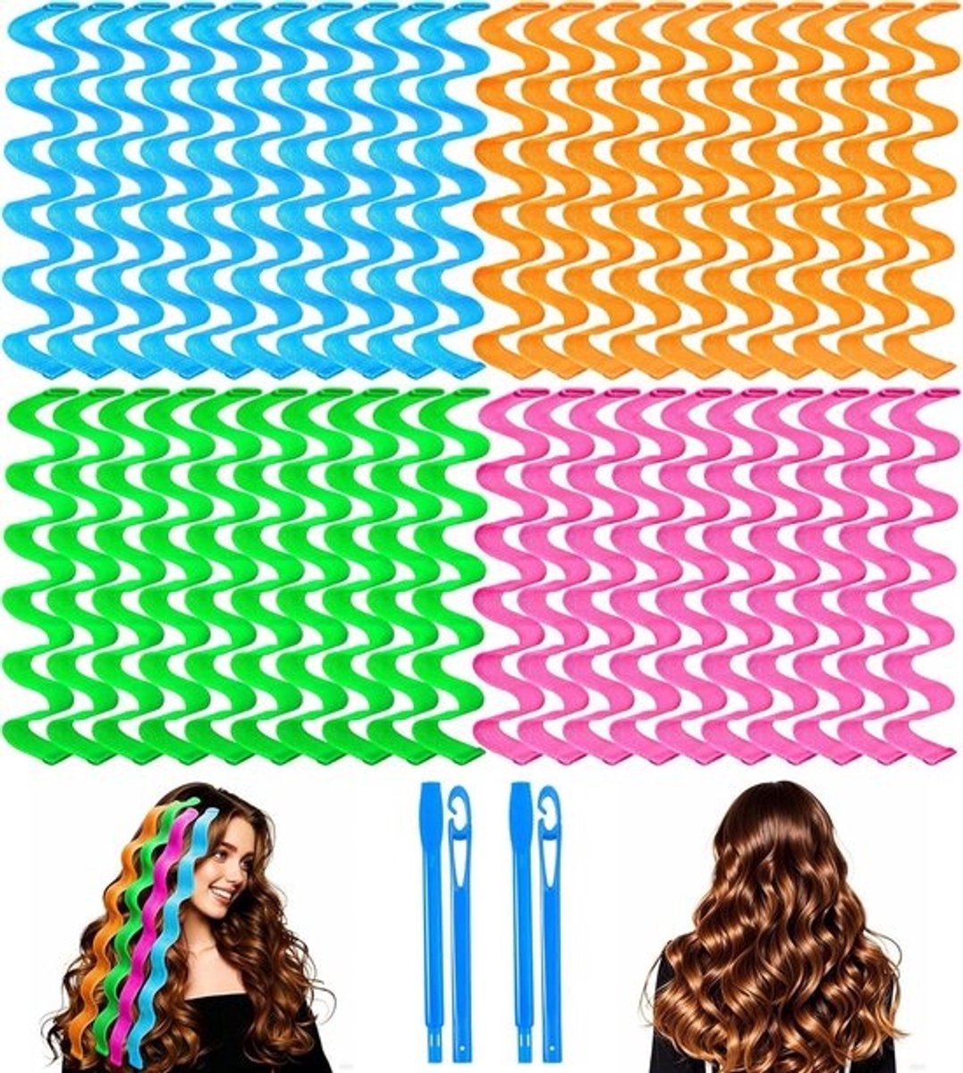 Haarkrulspelden - Hitteloze krullen - Haar stylen - Geen warmteschade - 55 cm - 4 kleuren