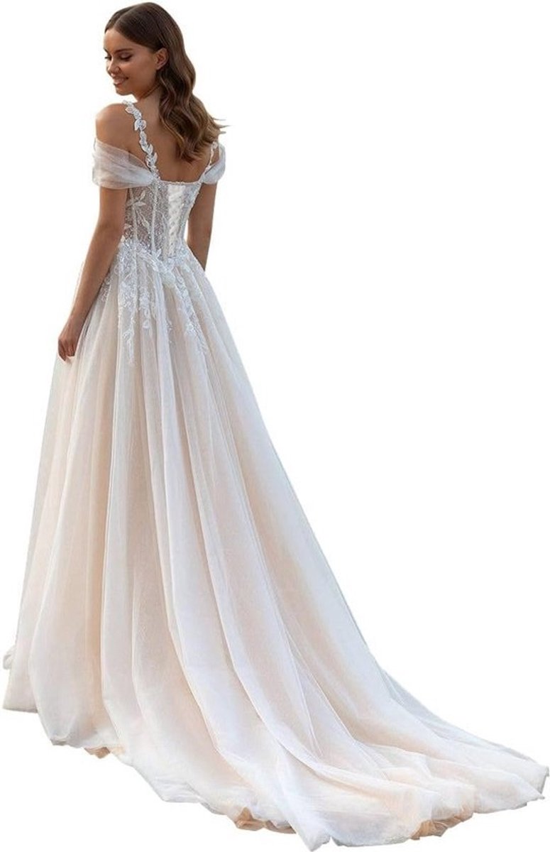 Elegante Trouwjurk met Lange Mouwen en Kant voor Burgerlijk Huwelijk - Prinsessen & A-lijn