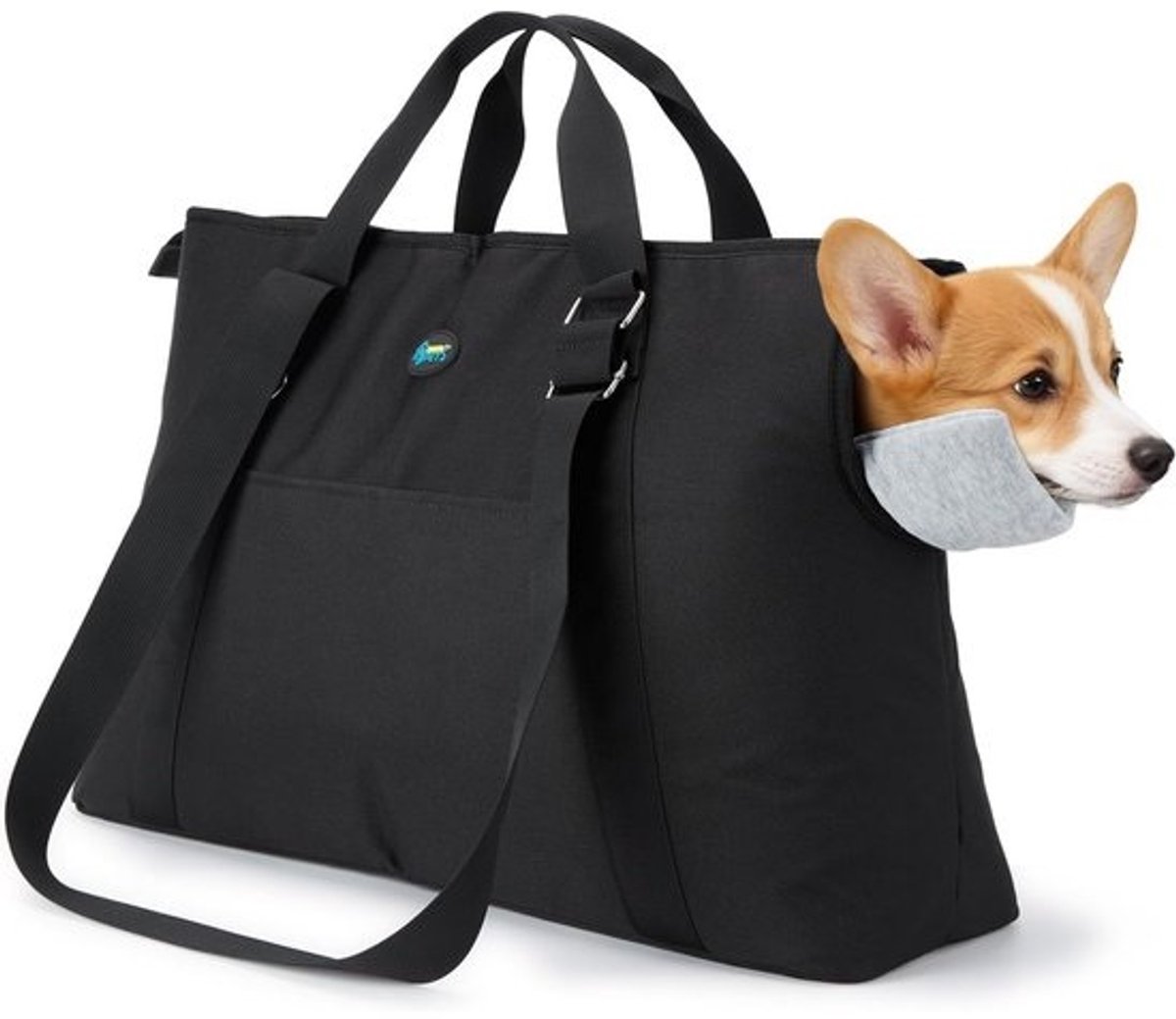Honden Draagtas - Honden Schoudertas - Reizen met Hond - Duurzame Materialen - 38 x 34 cm - Zwart