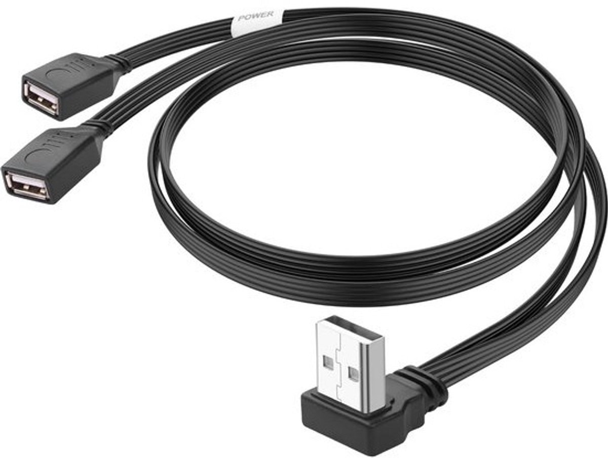 90 Graden USB Y-Verlengkabel Adapter van USB A Mannelijk naar Dubbel USB Vrouwelijk voor PC en Laptop