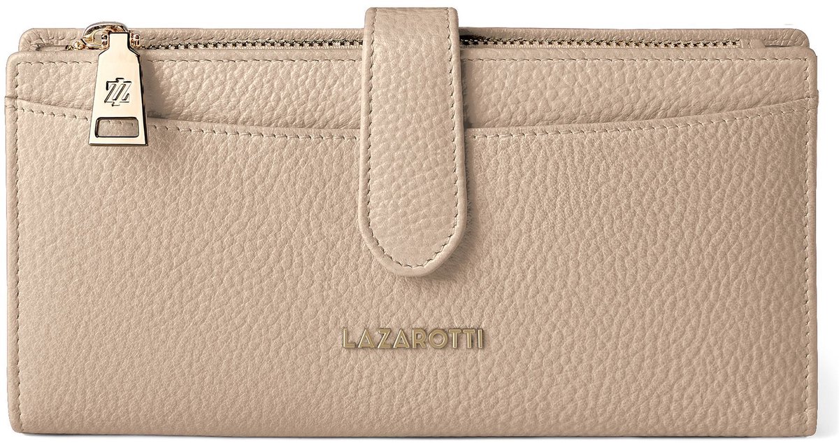 Lazarotti portemonnee Bologna Leather Wallet 20 cm Sand beige