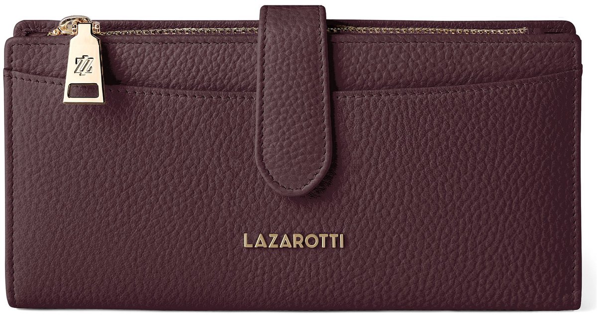 Lazarotti portemonnee Bologna Leather Wallet 20 cm Burgundy donkerpaars
