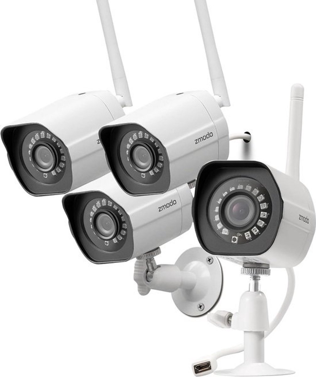 Draadloos 1080P Full HD WiFi Beveiligingscamera Systeem Binnen & Buiten - 4 Stuks - Nachtzicht