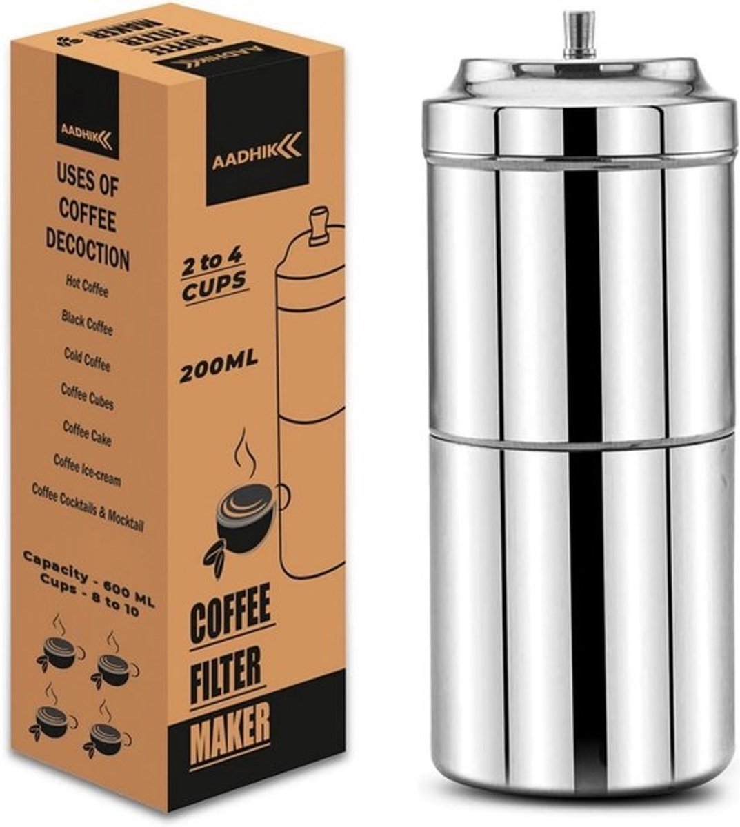 Zuid-Indische Koffiezetapparaat 200 ML Roestvrij Staal