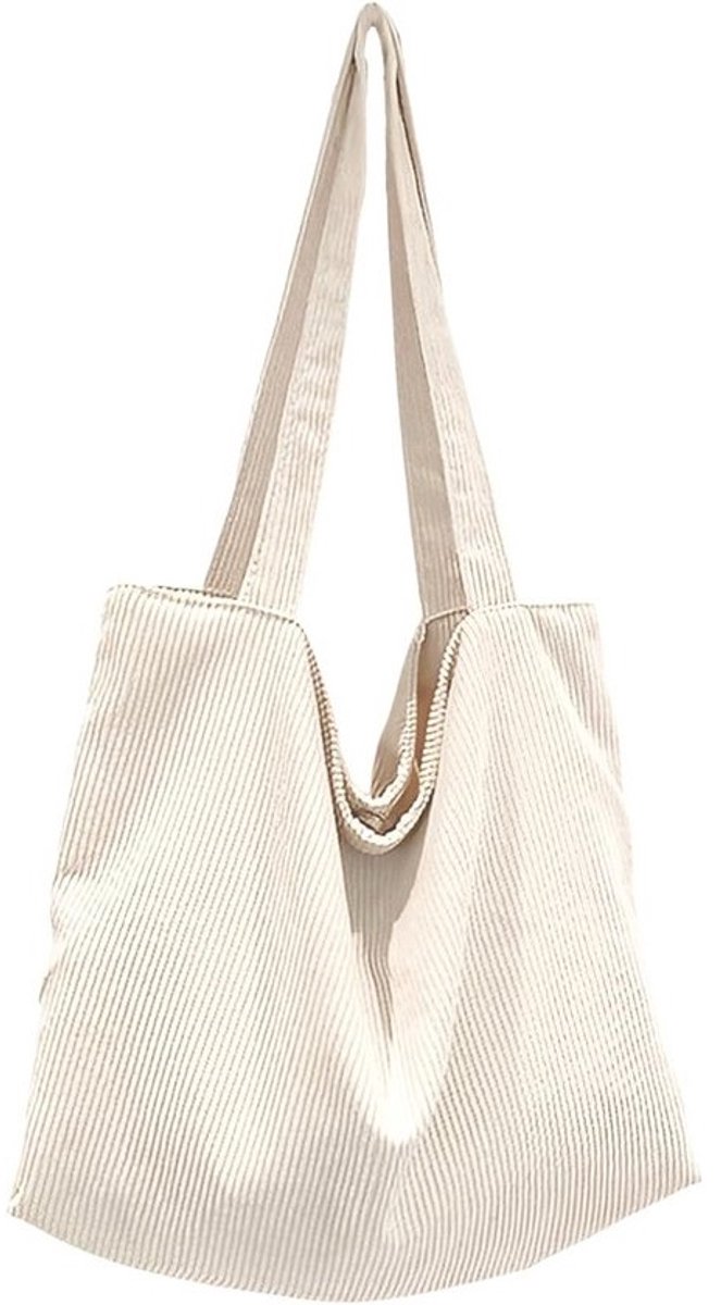 Grote Corduroy Schoudertas Dames/Meisjes - Casual Hobo Tote Bag met Rits
