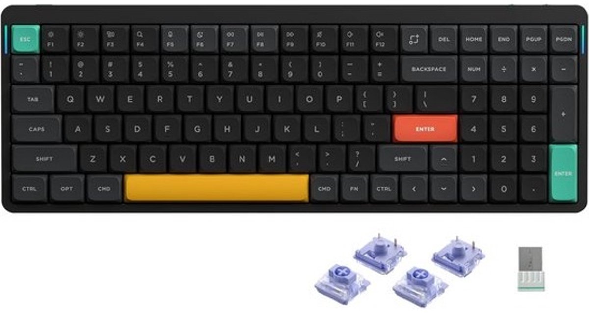 Draadloos 96% Low Profile Mechanisch Toetsenbord QMK/VIA Bluetooth 2.4GHz