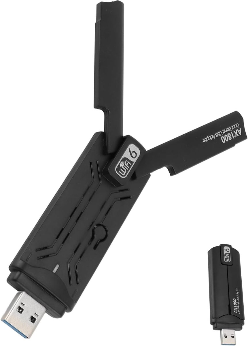 USB WLAN Stick for PC, 1800 Mbps USB 3.0 WLAN Adapter PC 2.4GHz/5GHz Dual Band WiFi 6 Adapter Compatibel met Windows 11/10