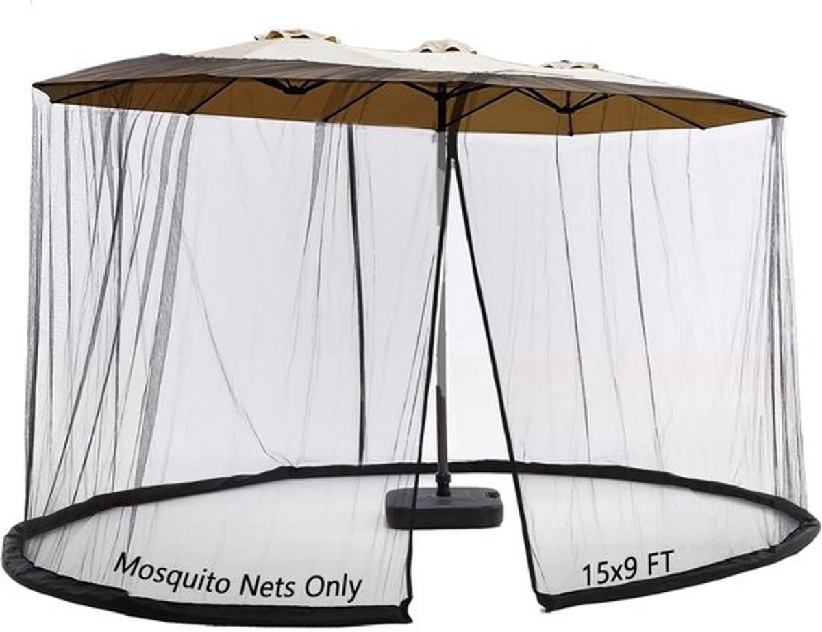 Universeel Muskietennet voor Grote Patio Parasols en Tuinparasols - Zwart