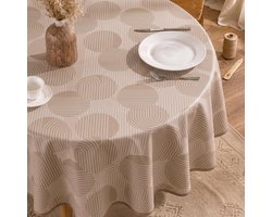Rond Tafelzeil Cirkles Beige - 160cm
