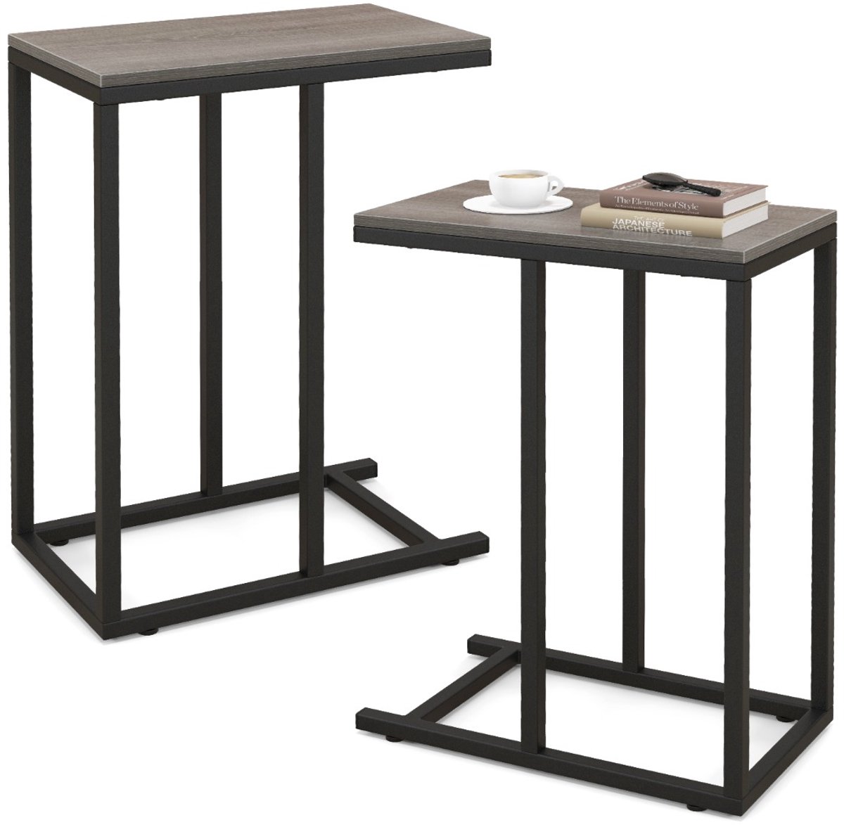 SureDeal® - Bijzettafel - Vormige - Bank - Bed Bankbijzettafel Metalen - Woonkamer Slaapkamer Kleine - 45,5x25,5x64 cm - Rustiek bruin