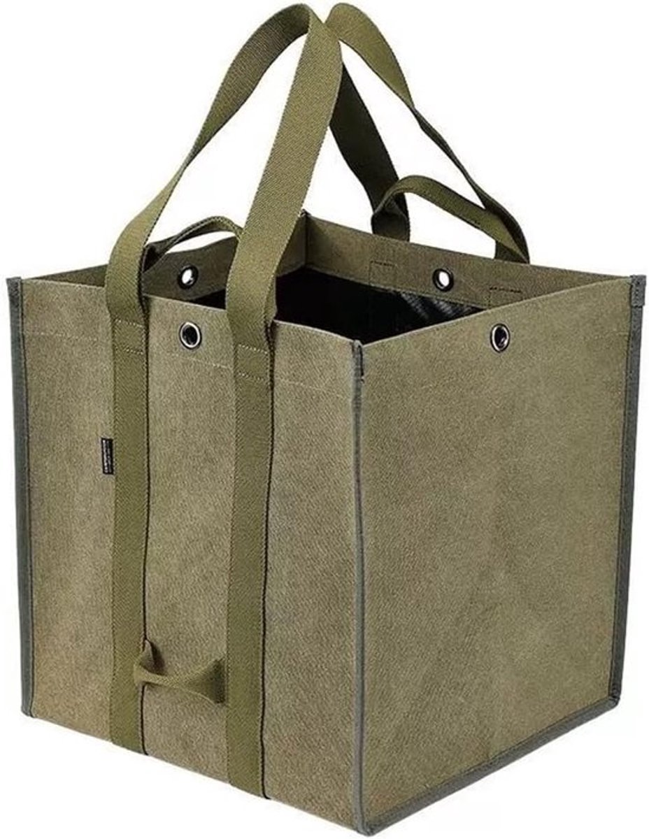 Brandhout Tas - Hout Opslag - Kampvuur Benodigdheden - Grote Capaciteit - 39x39x40cm - Bruin