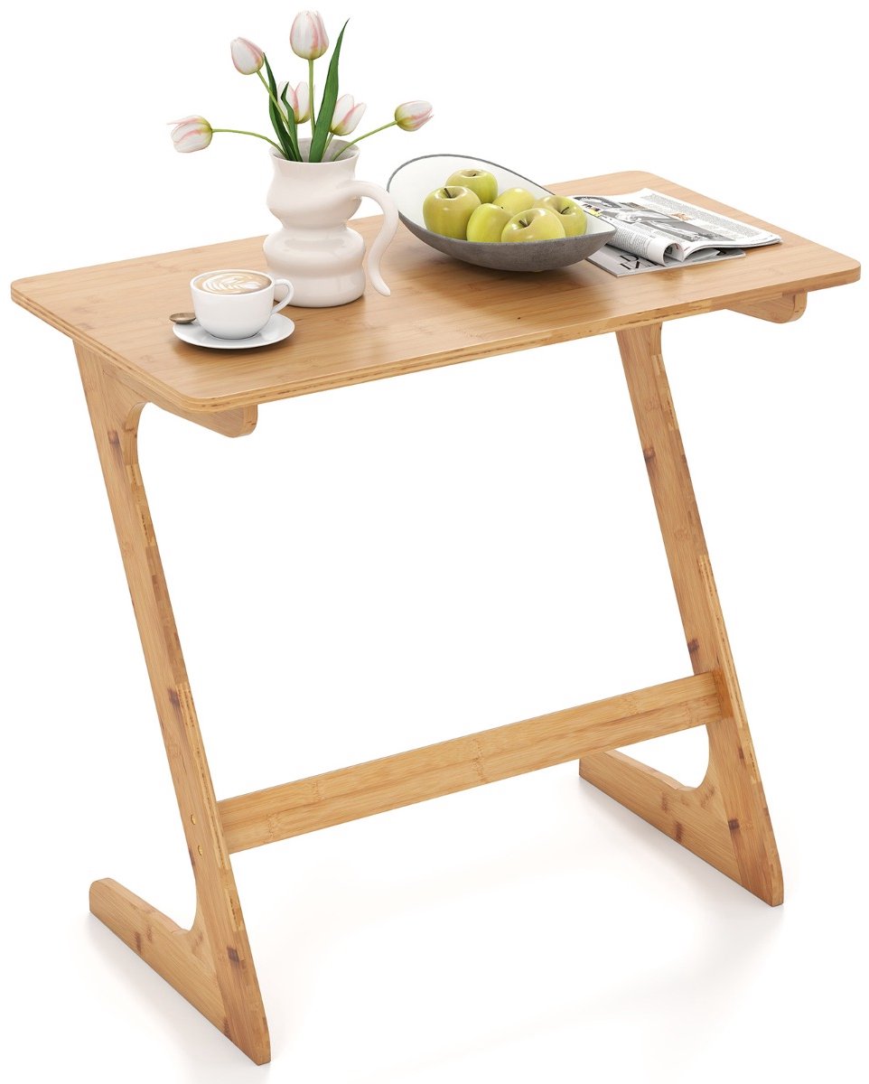 SureDeal® - Bijzettafel - Vormige Sofatafel Bamboe - 75x40x70 cm - Naturel