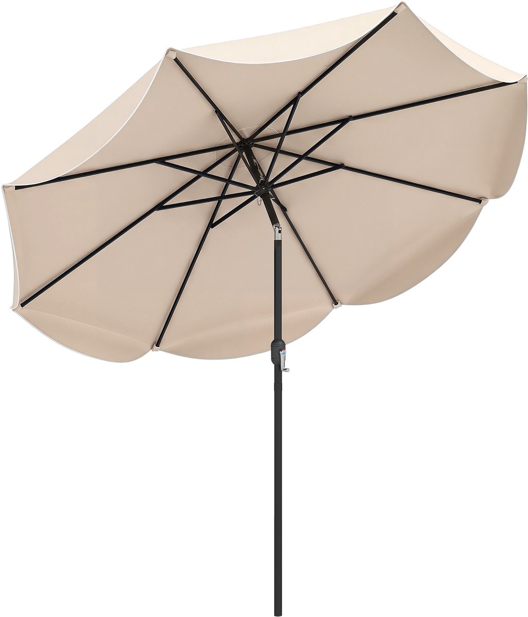 SureDeal® - Parasol - Zonnescherm - Zwengel - Kantelfunctie Balkonparasol - Metalen Ribben - Dubbellaags Parasoldoek - 270x235 cm - Beige