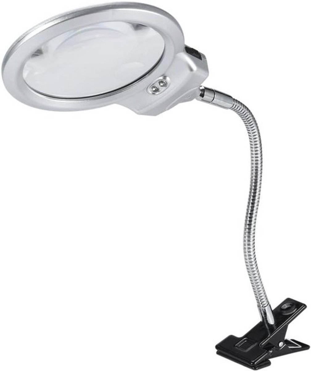 LED Vergrootglas Tafel - Loep Lamp - Fijn Handwerk - Dubbele Vergroting - 46 cm Lengte - Wit