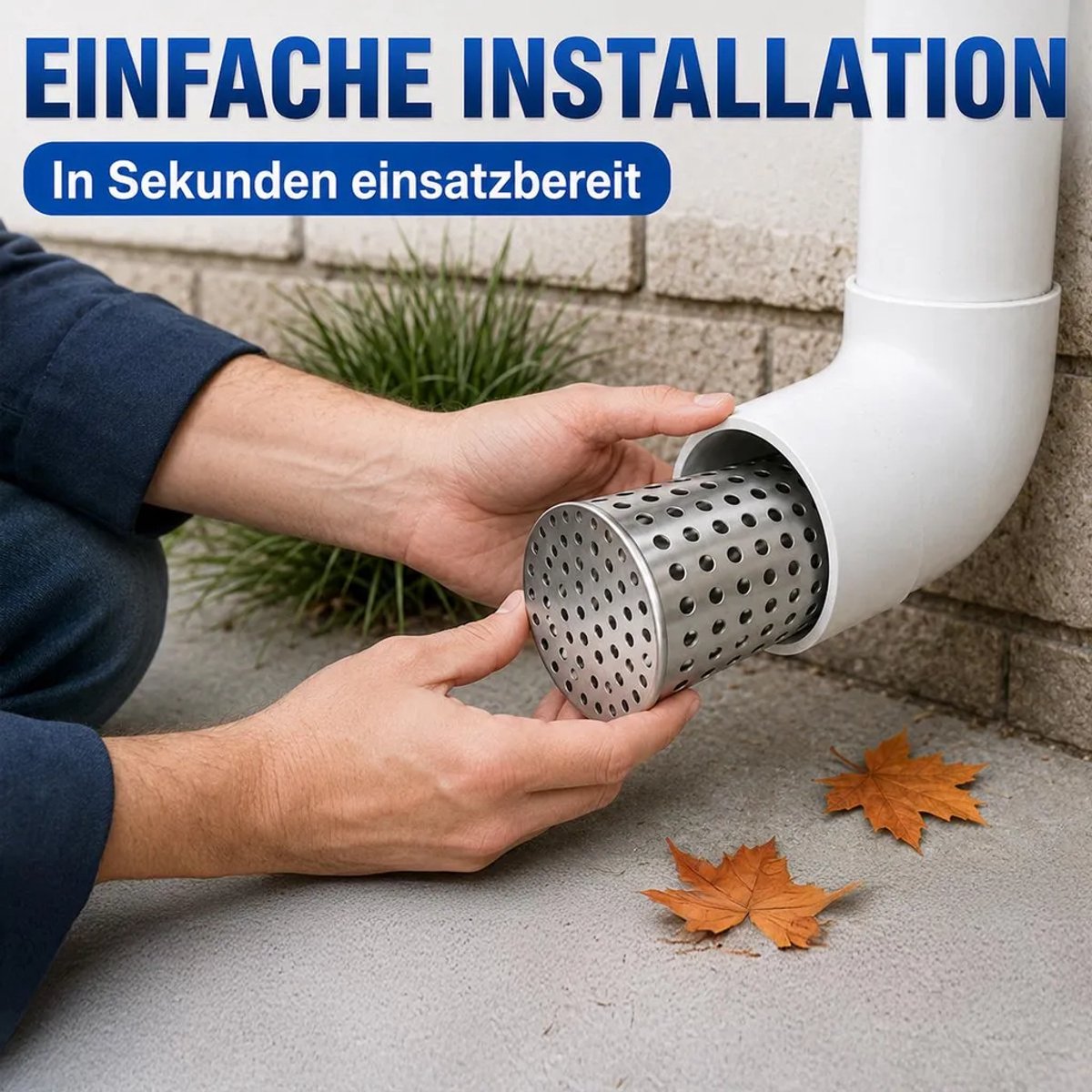 Roestvrijstalen regenpijpfilters, 2-delige set, kegelvormige bladvanger, Geschikt voor regenpijpen, afvoerbuizen en tuingoten, zilverkleurig.