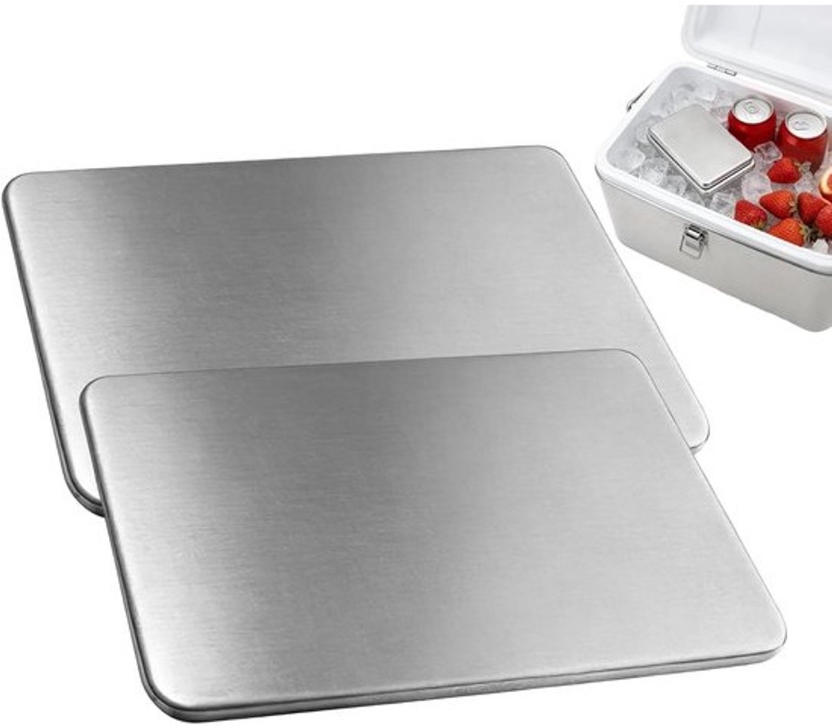 IJsblokjes Sets - Herbruikbare Koelblokken - Lunchbox Koel Houden - Roestvrijstalen Trays - 17.6 x 11.6 cm