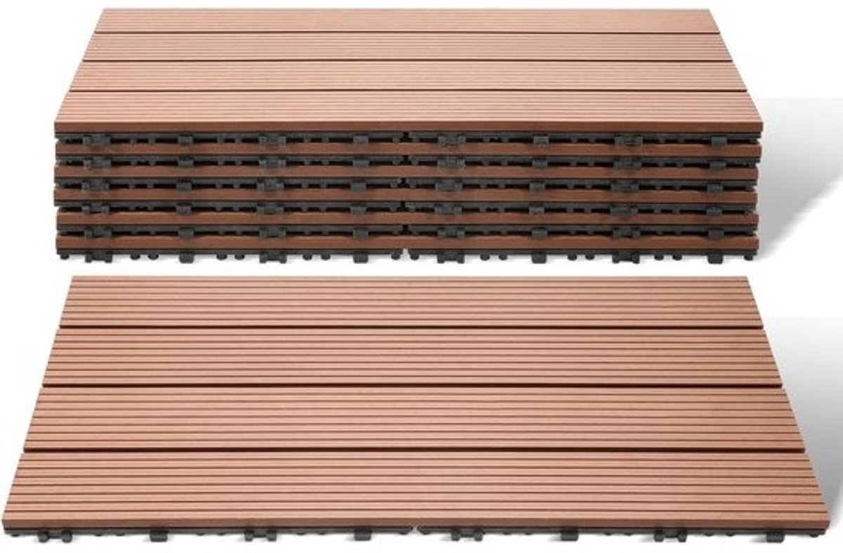 WPC Terrasdelen - Houten Tegels - Buiten Vloeren - Klik Systeem - 30x60 cm - Bruin