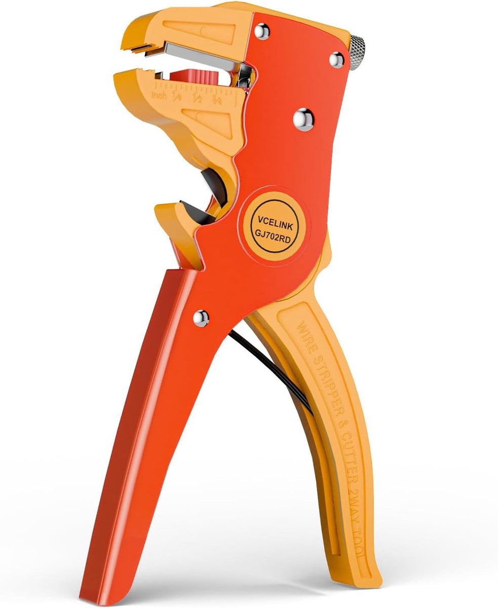 Automatische Striptang en Zijkniptang, 2-in-1 voor Elektrische Kabels, Geschikt voor 0.2-6.0 mm², Ideaal voor Elektronica en Autoschadeherstel, Rood