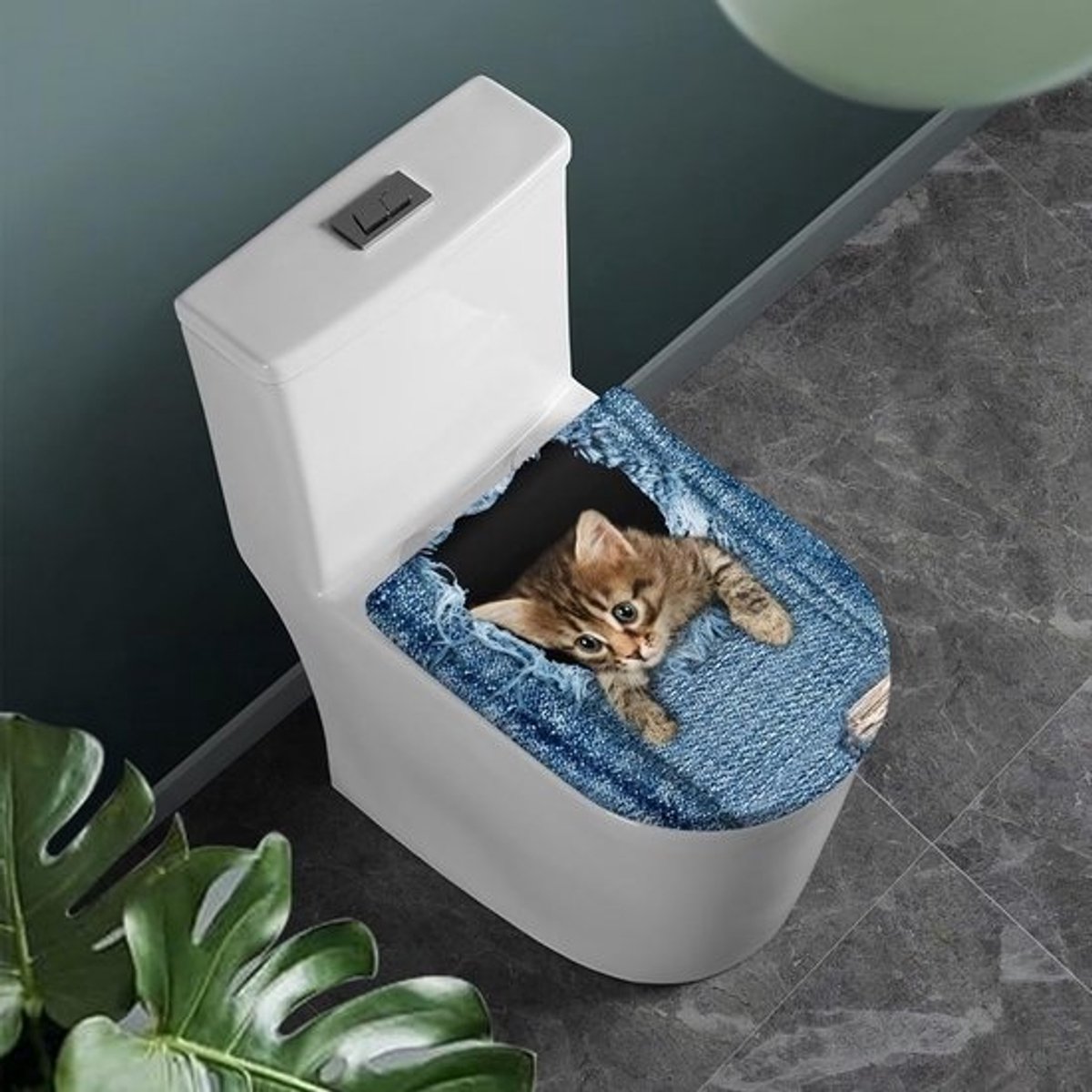 Grappige Poes Toiletbril Decoratie Set - Elastische & Universele Toiletdeksel Hoes voor Badkamer