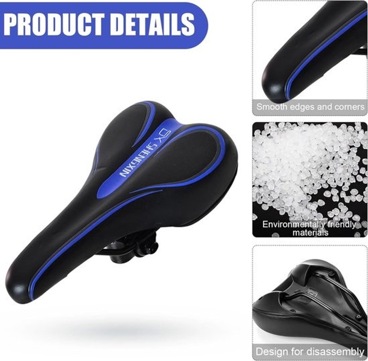 Comfortabele Gel Fietszadel - Waterdichte Gel Fietszadels voor Mannen Vrouwen - Verstelbaar Zadel voor BMX Road Mountain Fiets Push Fiets MTB Oefenfiets Stadsfietsen Vouwfietsen