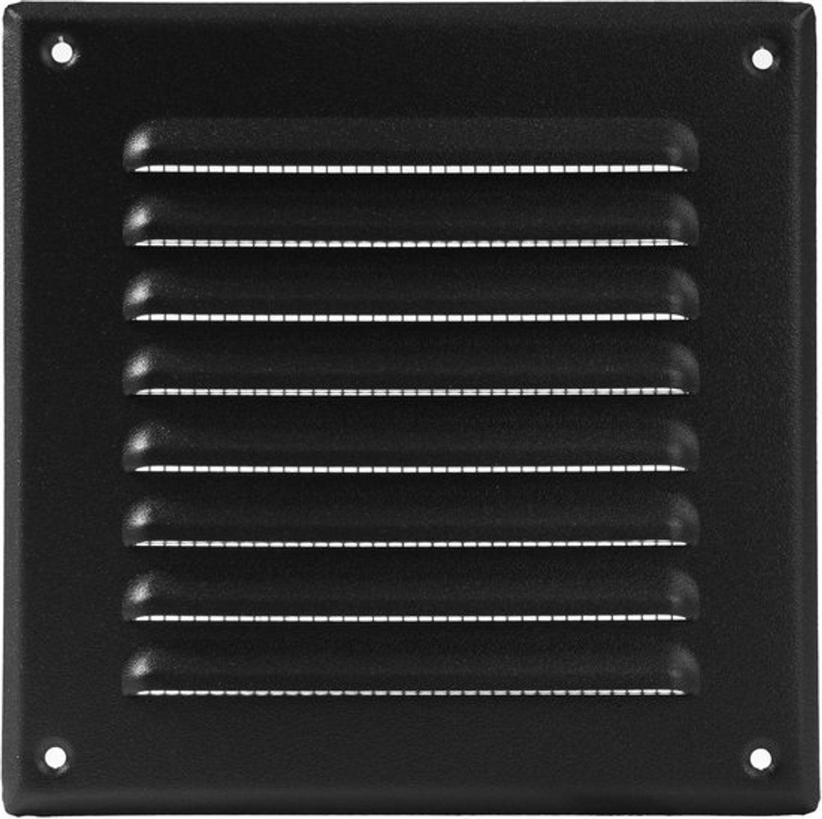 Vierkant Ventilatie Rooster Zwart 16.5x16.5 cm Metaal met Vliegenhor