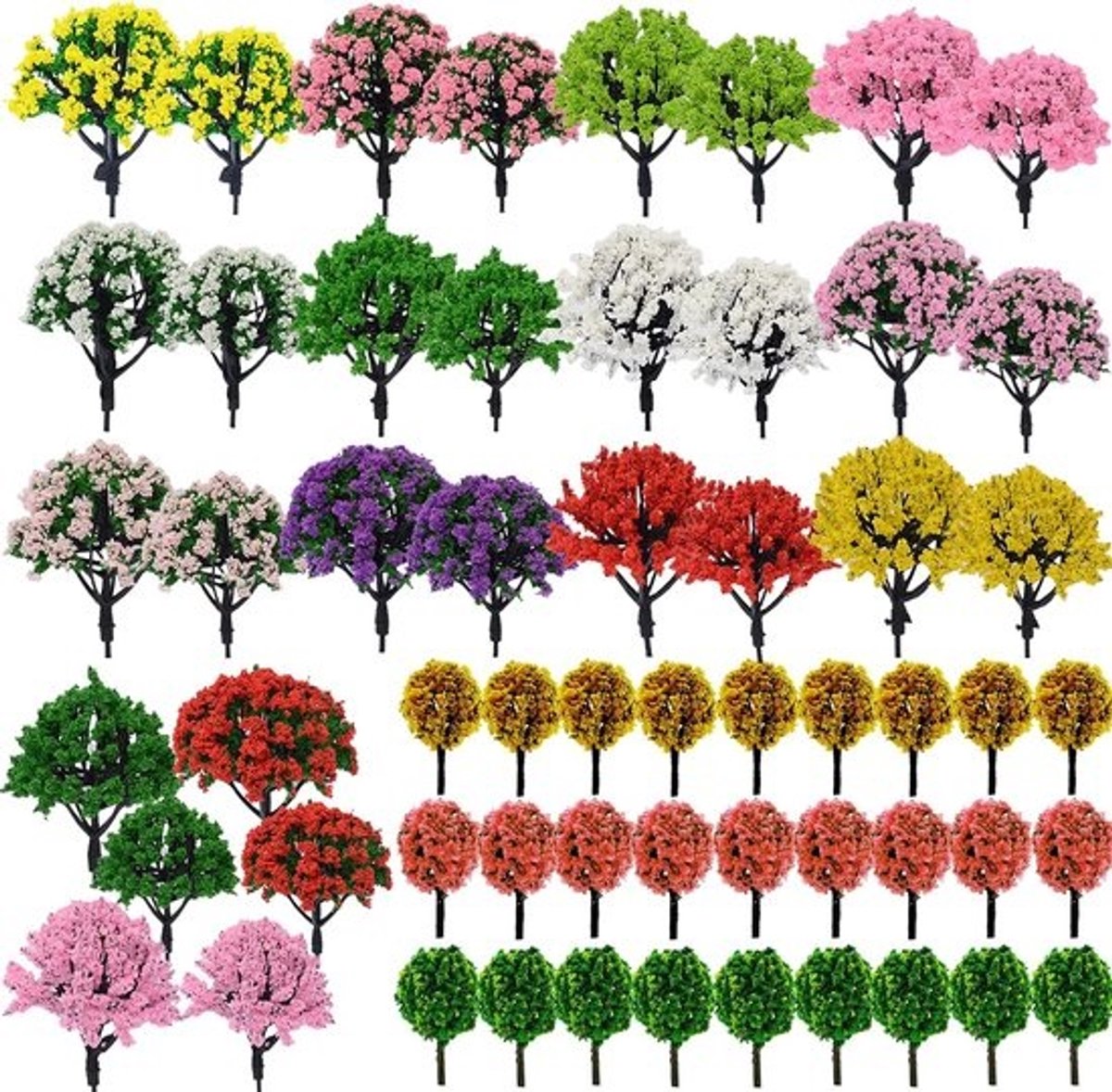 60PCS Miniature Trees Mixed Model Trees - Mixed Colors Accessories - Model Train Landscape Architecture - Fake Trees for Construction Model - Model Landscape without Bases for DIY Crafts
