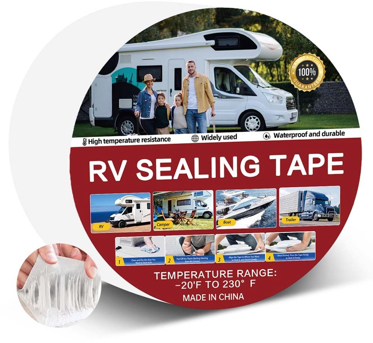 Witte RV Afdichtingstape - 1mm Dik, 5cm Breed, 15m Lang - Waterdichte PVC Reparatie Tape