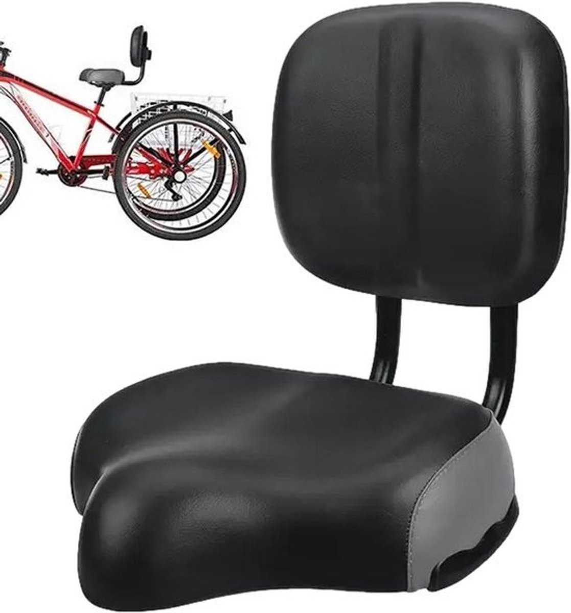 Fietszadel met Rugleuning - Comfort Zadel - Comfortabel Fietsen - Extra Brede Zitting - 35 cm Hoogte - Blauw