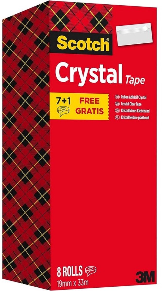 Transparant Multifunctioneel Plakband Voordeelverpakking - 8 Rollen 19 mm x 33 m
