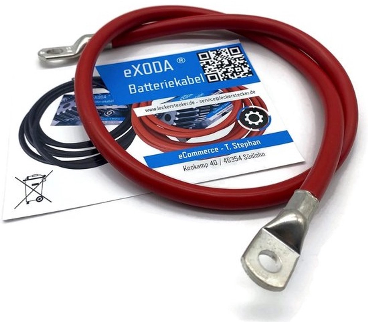 Accukabel 35mm² Rood 75cm Flexibel met M10 M8 Oogringen - Hoge Koperkwaliteit voor Auto Boot Motor