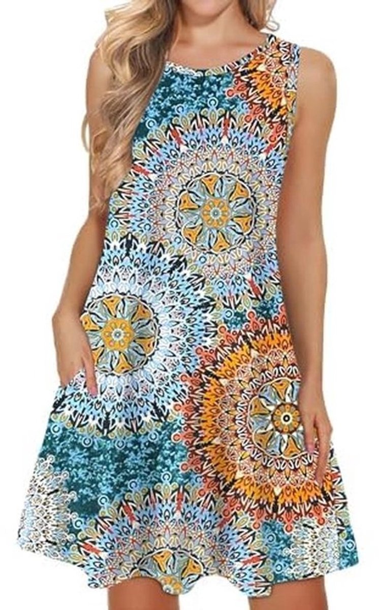 WNEEDU Zomerjurk voor dames, mouwloze strandjurk