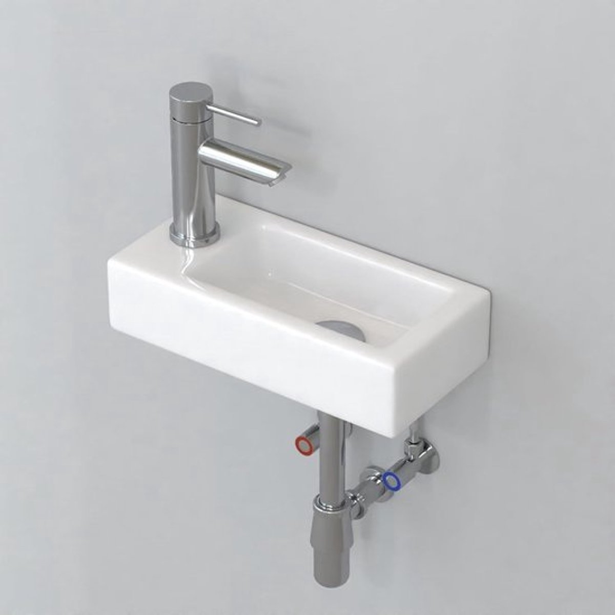 Kleine Rechthoekige Wastafel Keramiek Wandmontage voor Toilet en Badkamer