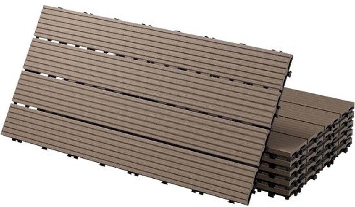 WPC Terrastegels Kliksysteem Donkerbruin 3m² - Houtlook Vlondertegels voor Balkon en Terras