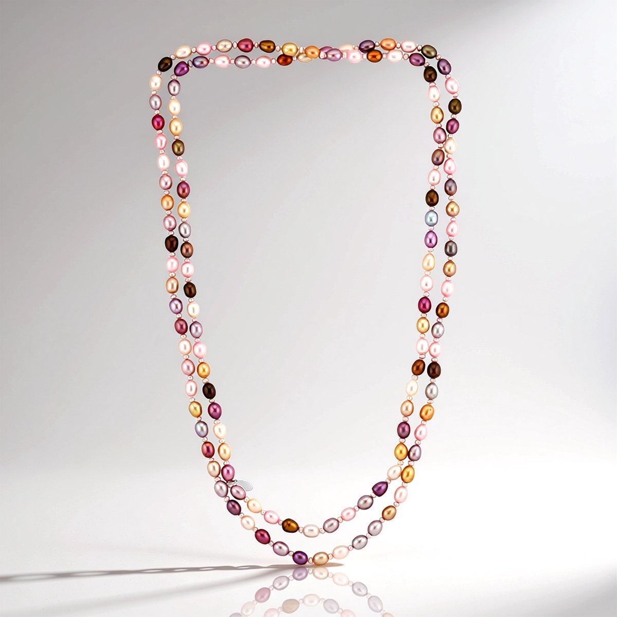 Cavill - 925 Sterling Zilveren Halsketting met Multicolor Zoetwaterparels - 132 cm Lange Elegante Parelketting voor Dames