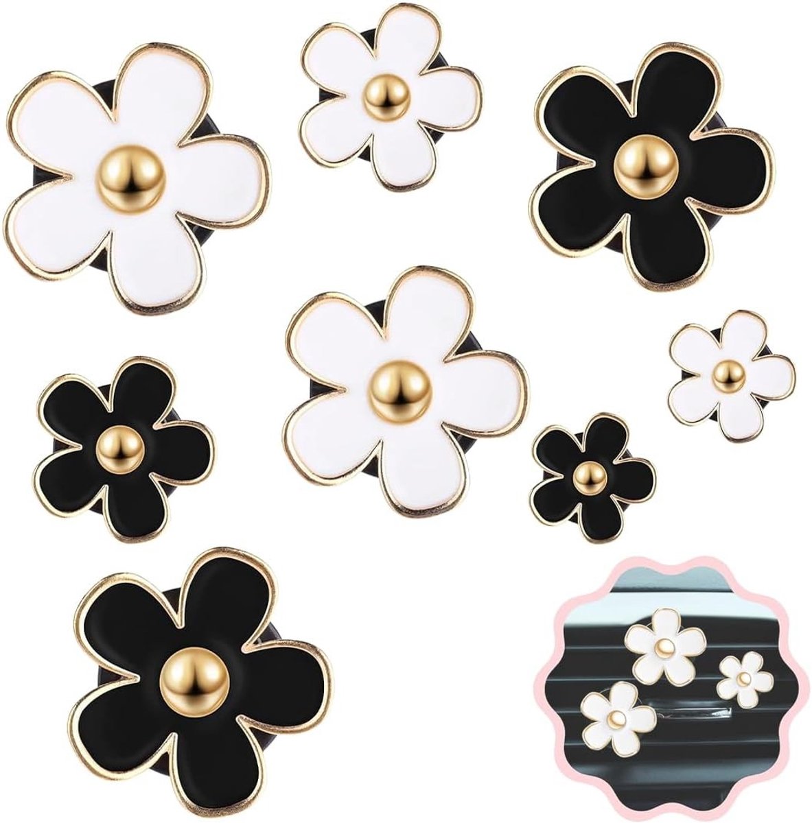 8 Stuks Daisy Auto Luchtverfrisser - Bloem Clip, Auto Decoratie, Geurverspreider voor Thuis en Kantoor, Perfect voor Vrouwen en Meisjes