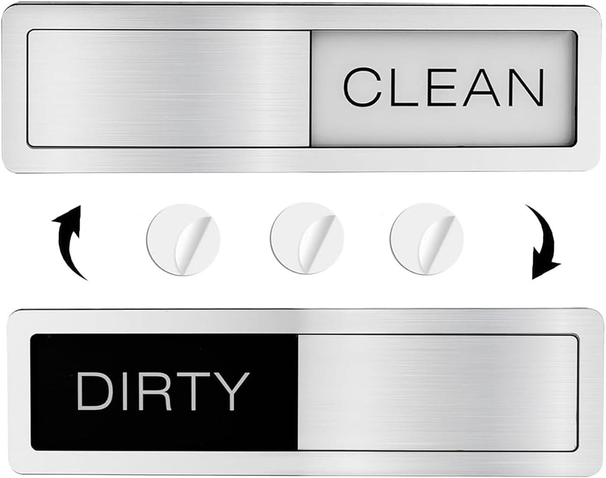 Magnetische Indicator voor Vaatwasser - Schoon en Vies Signaal met Glijdende Functie, Krasbestendig en Decoratief voor Koelkast (17.8 × 5 cm)