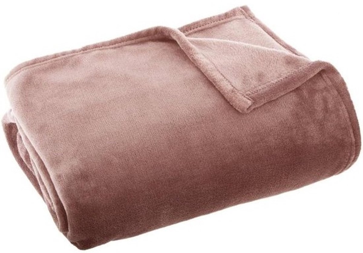 Flanellen Deken - Knuffeldeken Plaid - Comfort en Decoratie - Zacht Kunstflanel - 150 x 125 cm - Oudroze