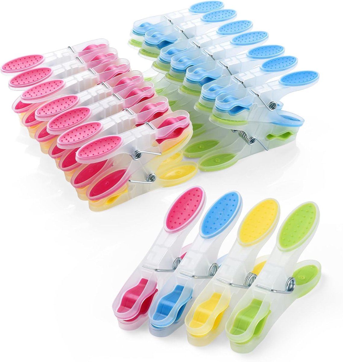 Wasknijpers - Meer kleuren - 30 stuks - Kunststof met Antislip Siliconen - Voor Kleding en Huishoudelijk Gebruik