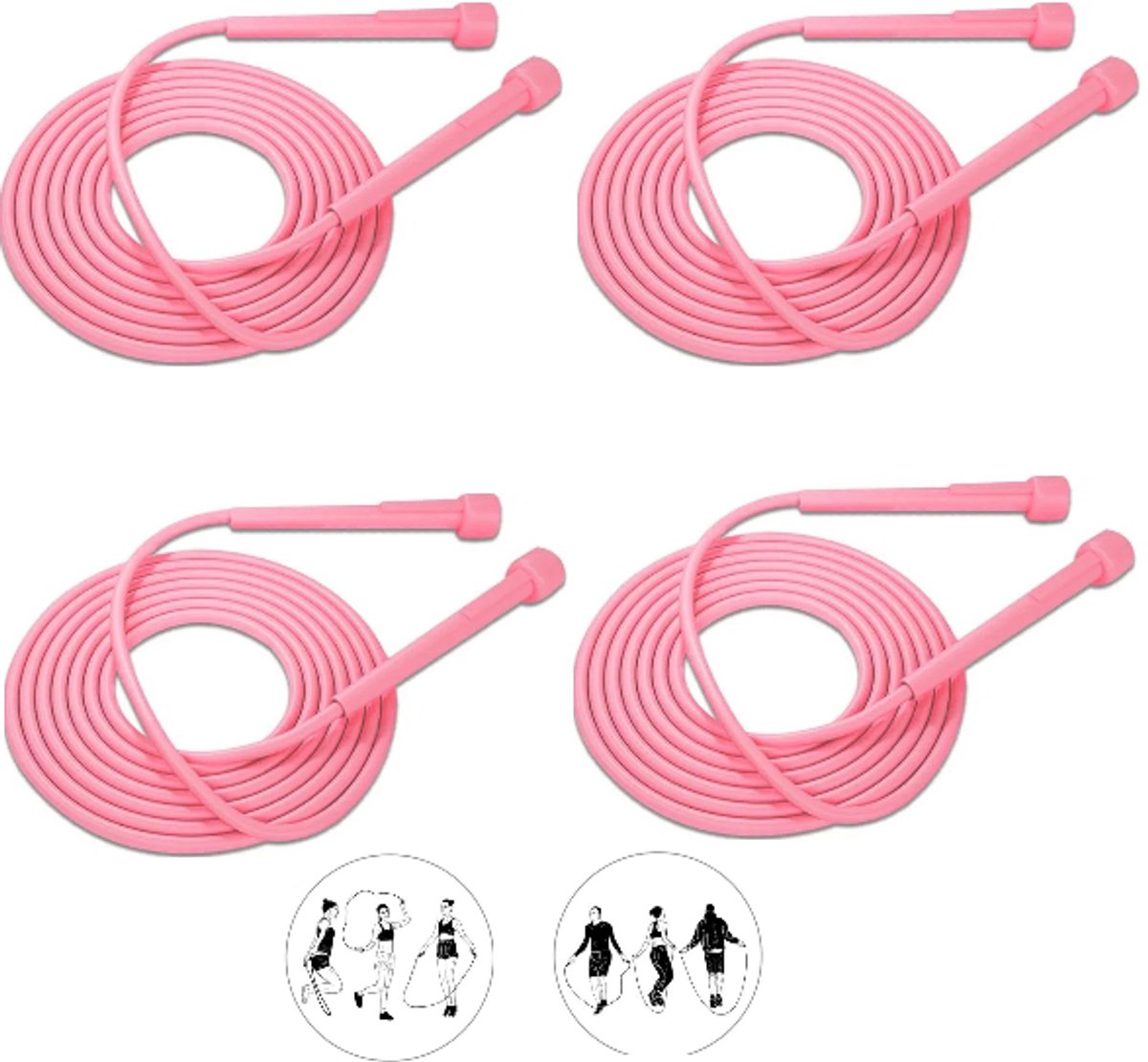 4 stuks- springtouwen voor kinderen - Springtouw - Anti-klit springtouw - Springtouw voor thuisfitness - Roze - 2,8 m - Unisex - Verstelbare lengte - Geschikt voor oefeningen