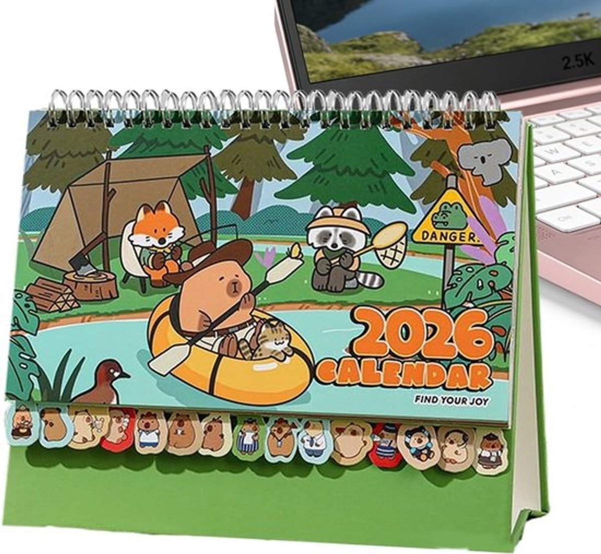 Bureaukalender 2026 - Tafelkalender Decoratie - Dagelijkse Planning - Unieke Geest Illustraties - 21 x 17.2 cm
