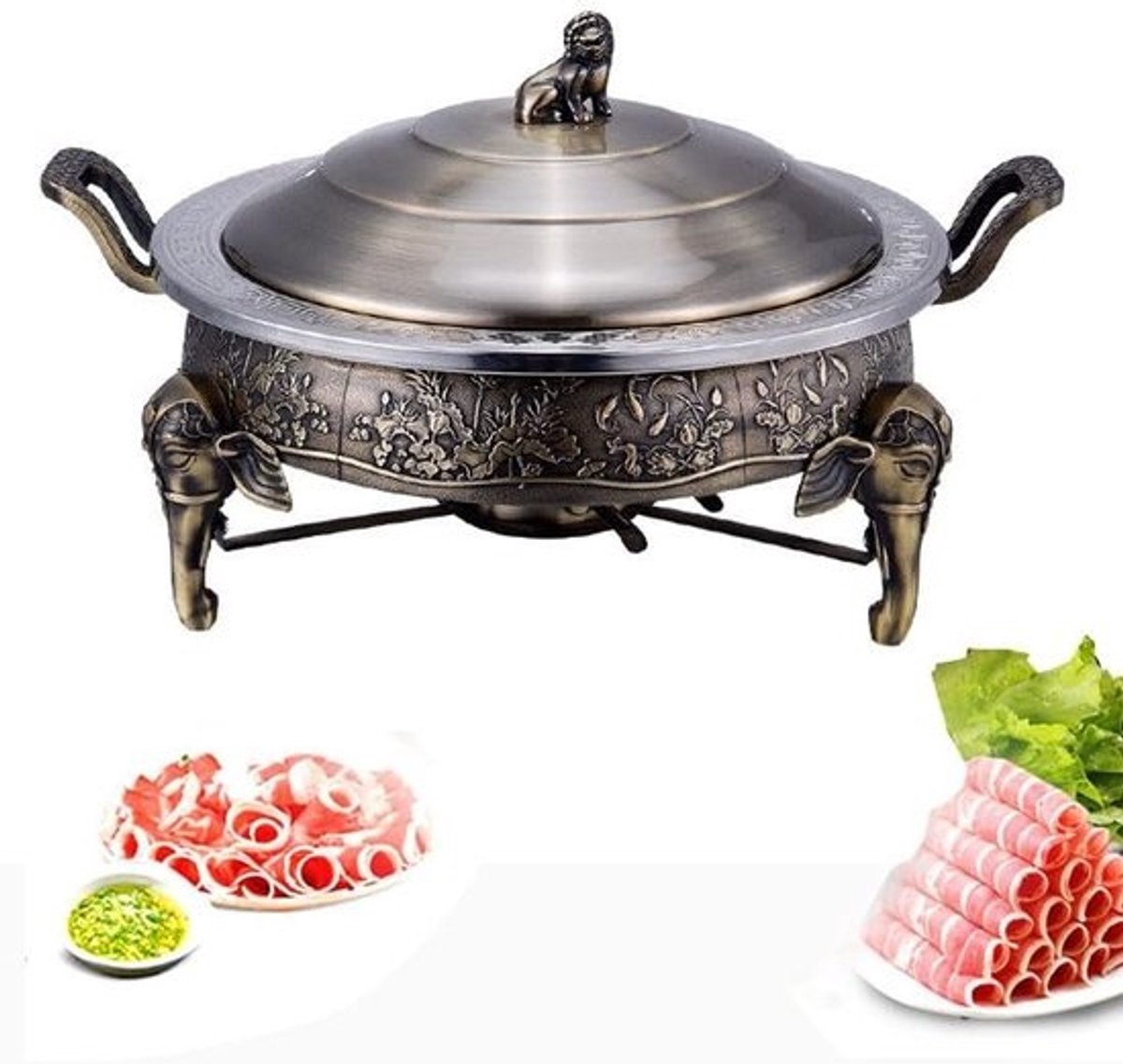 Voedselverwarmer - Buffetserver warmhoudbak - Diner buffet - Elegant handvat ontwerp - 28cm - Brons