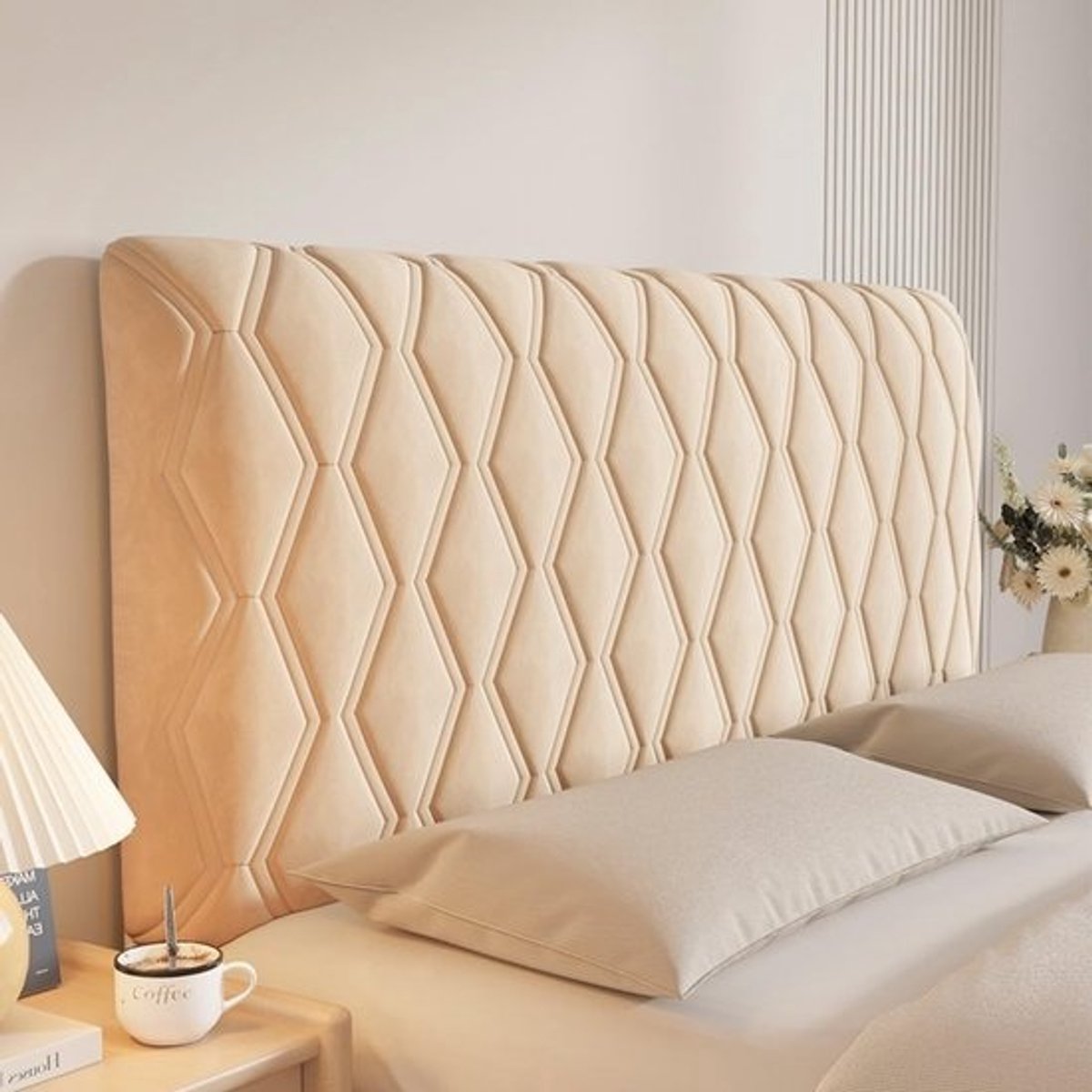 Hoofdbord Hoes - Bed Beschermhoes - Vernieuwen Bed - Super Rekbaar Materiaal - 100-220cm - Khaki