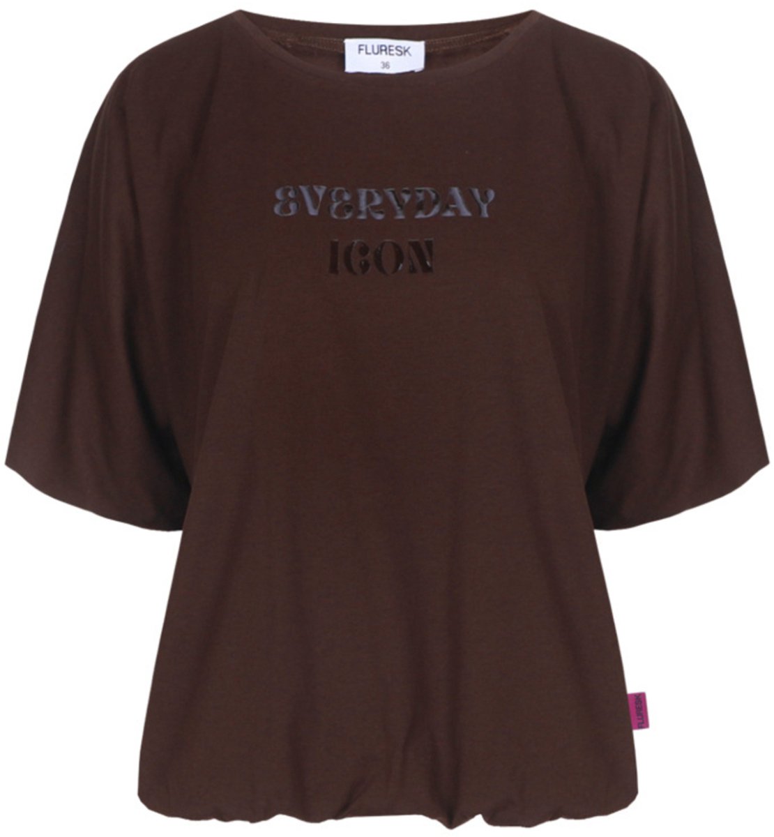 Fluresk T-shirt Dez T Shirt 26nbf01 514 Dark Chocolate Dames Maat - 34
