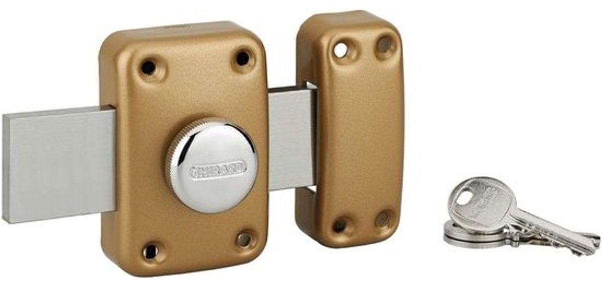 Garagedeur Slot - Knopslot Cilinderslot - Garagedeur Beveiligen - Versterkt Stalen Grendel - 160mm Grendel - Goud