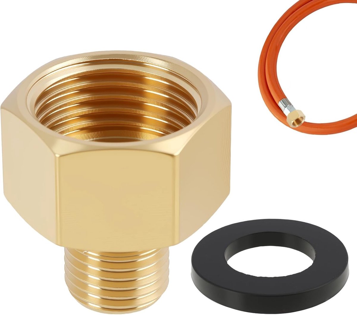 LPG Gas Adapter 1/2" R X 1/4" Lks voor Gasfornuis, Koppeling voor Gas Slangen, Veiligheidsstuk voor Kampeergebruik, Robuuste Overgangsconnector
