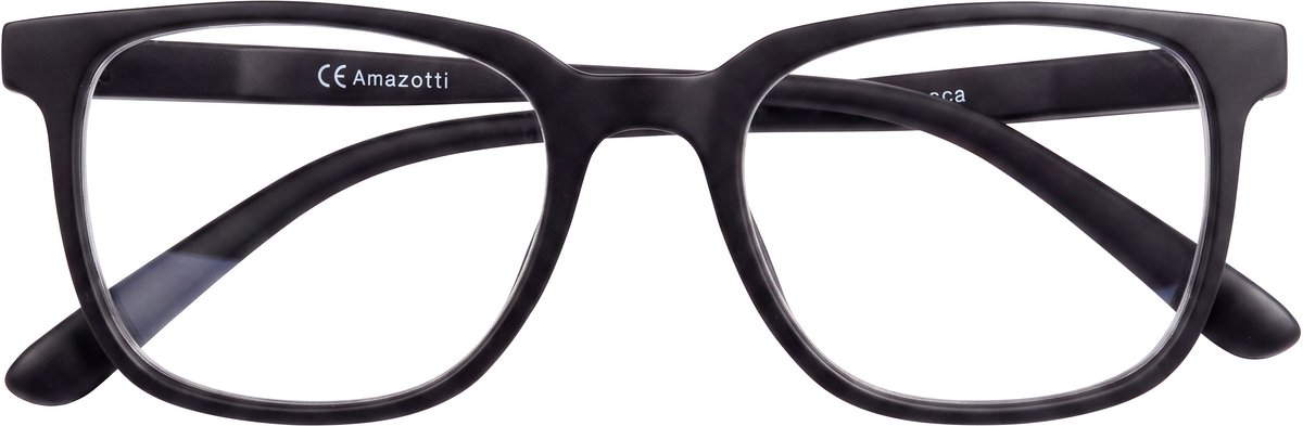 Amazotti Lucca Leesbril +0.00 – Blauwlicht filter & Computerbril - Trendy montuur – Italiaans Design – PC frame – Dames & Heren – Zwart