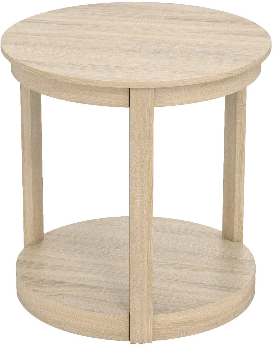 SureDeal® - Salontafel - Ronde Woonkamer Tafel - Niveaus Rubberhout Koffietafel - 60,5x61 cm - Eik