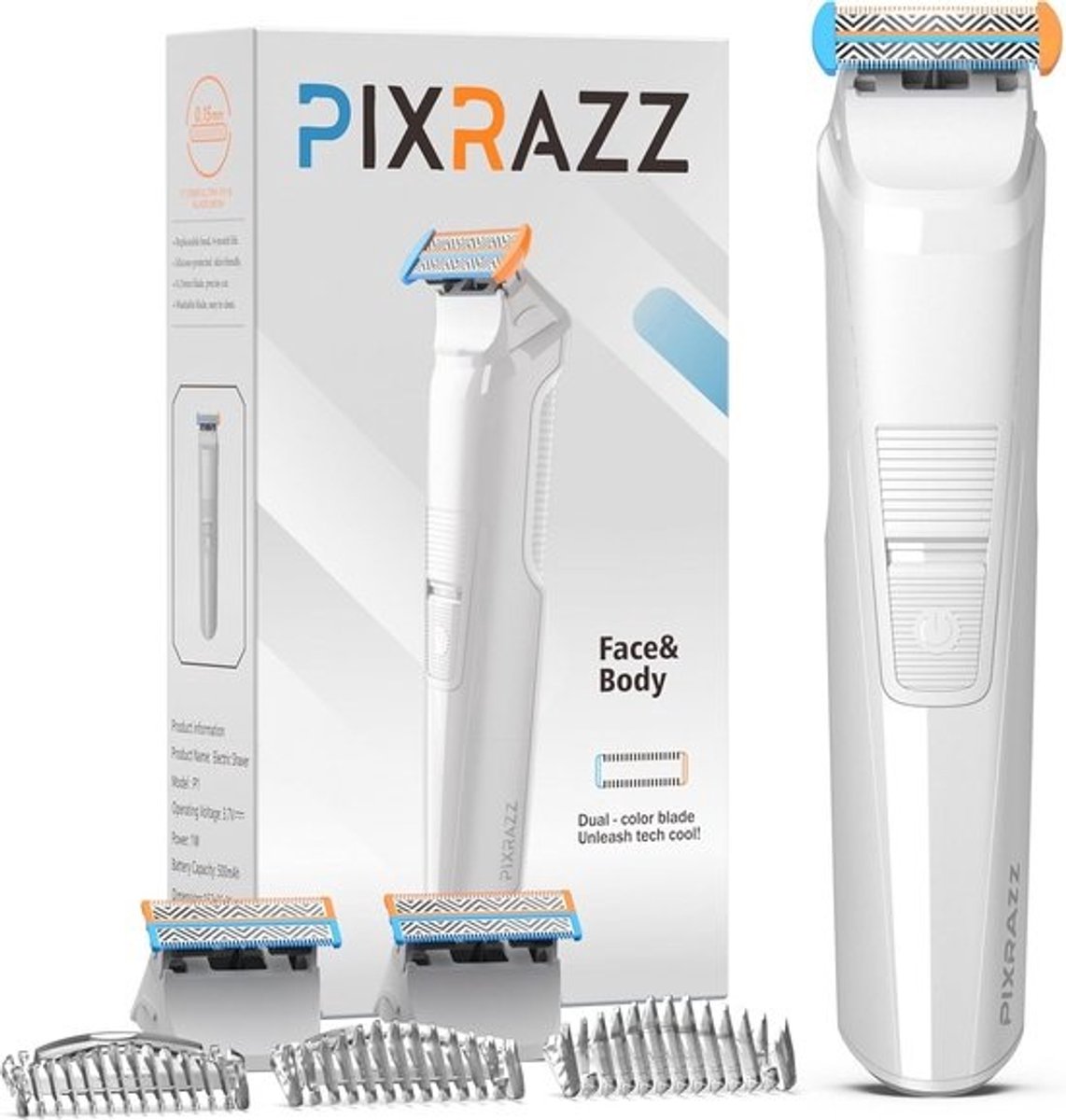 PIXRAZZ Bikinitrimmer voor vrouwen, pijnloos elektrisch scheerapparaat en scheermes voor schaamhaar, lichaam en gevoelige huid, draadloze USB oplaadbare trimmer voor op reis met 2 vervangende hoofden