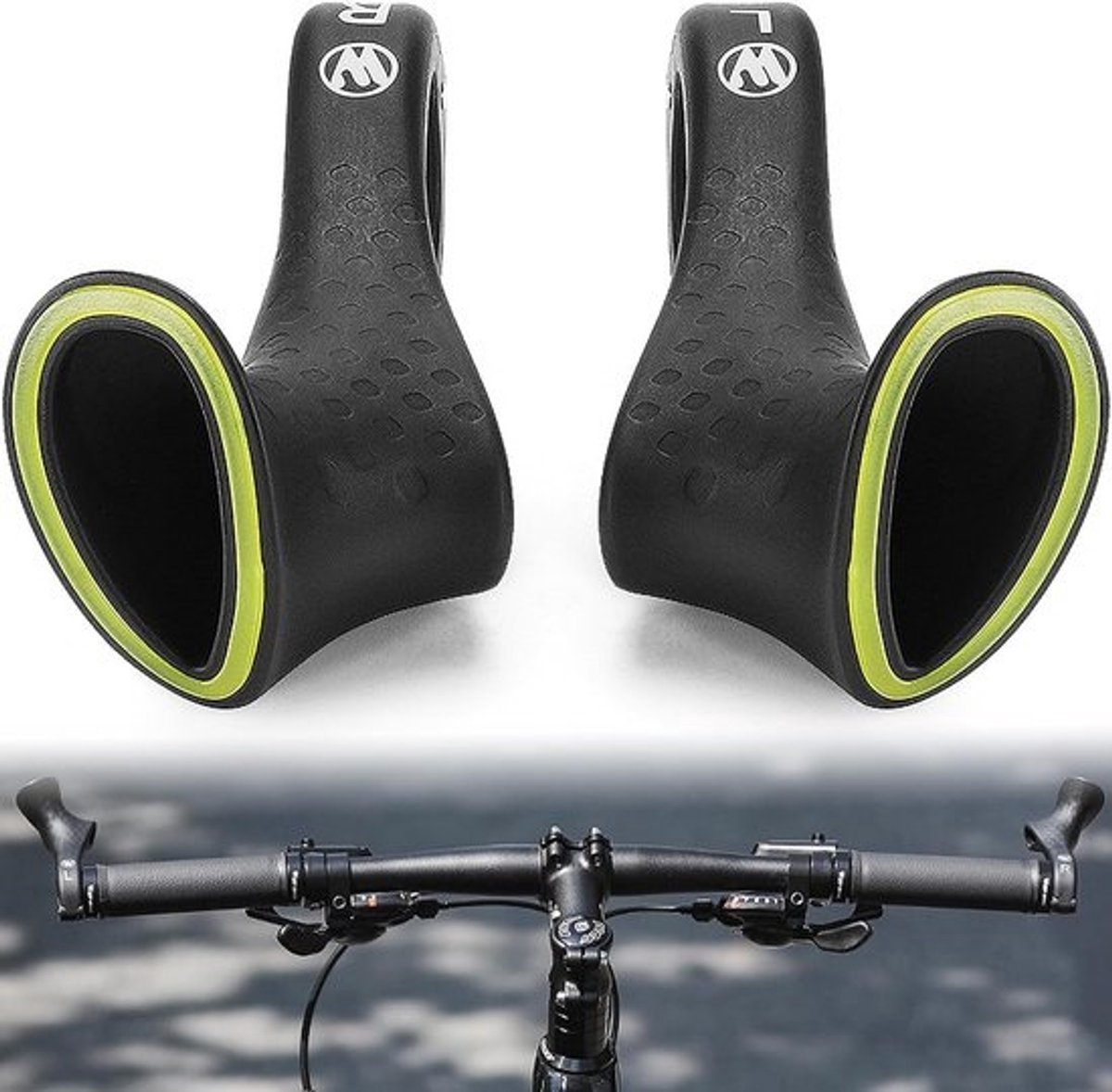 Ergonomische Fiets Stuurhoorns - Comfortabele Handvatten voor MTB en Racefiets (21.8-22.2mm)
