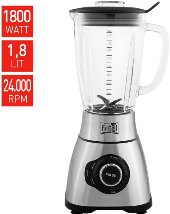 Blender - 1800W - 1,8 Liter - 24.000 RPM - RVS/Zilver - Inclusief Smoothieprogramma en Pulsefunctie van Blender — afbeelding 3